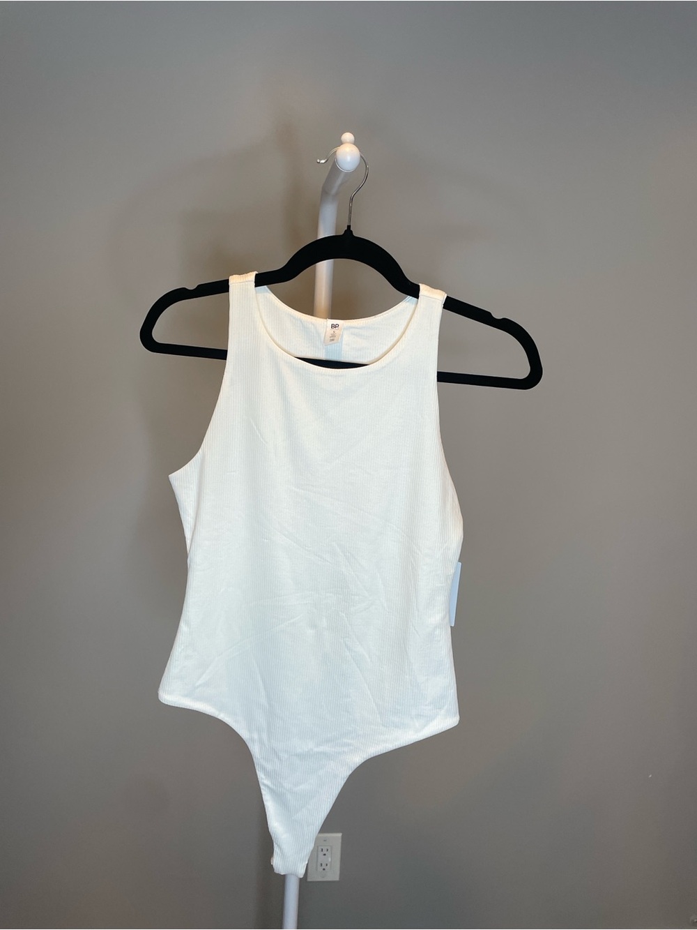 bp White Ribbed Sleeveless Bodysuit